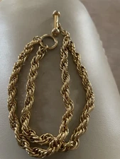 Lovely Gold Filled Helex Patterned Rope Chain Bracelet With Toggle Fastener