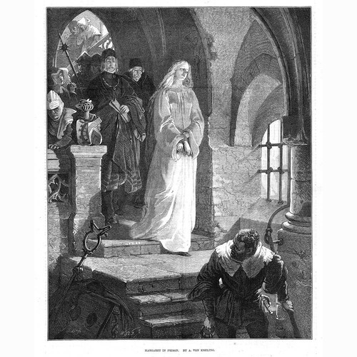 AUGUST VON KRELING Margaret in Prison - Antique Print 1876