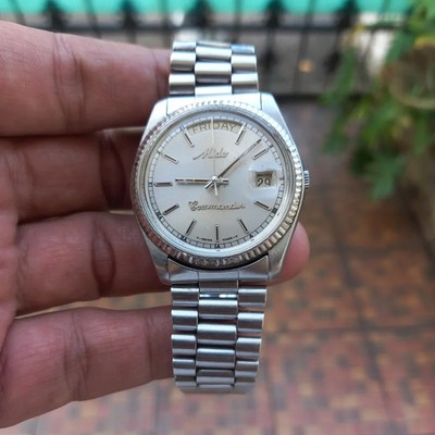 RARE Mido President Commander Automatic 8223 Silver Day Date