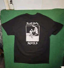 Dogtown Skateboards Shirt Suicidal Skates Pool Skater 80s White/Black Y2K - L 