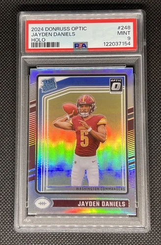 2024 Donruss Optic #248 Jayden Daniels Holo Prizm Rookie Card PSA 9 MINT