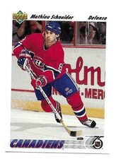 MATHIEU SCHNEIDER 1991-92 UPPER DECK CARD NEAR MINT+ CONDITION