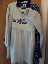Limited Too Floral 2-Pack Dress Set Blue Floral And Baby Blue Quote Size 5 New