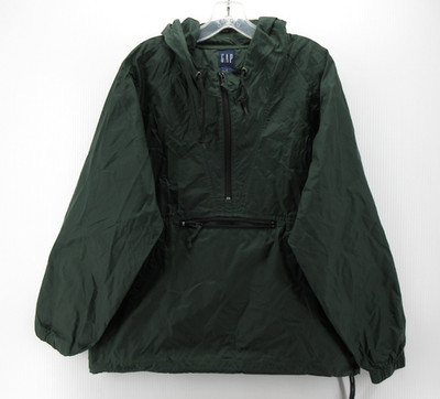 VINTAGE Gap Jacket Men Small Green Anorak 1/4 Zip Windbreaker Hoodie 90s Y2K