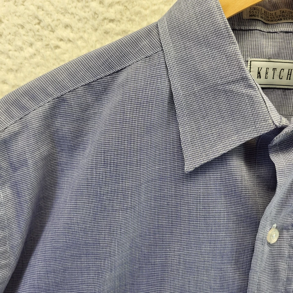 Vintage Ketch Single Stitch Long Sleeve Button Down Shirt Mens 17 34/35 Blue - Image 4 of 4