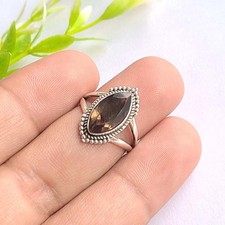 Natural Smoky Quartz Ring 925 Sterling Silver Handmade Dainty Jewelry All Sizes