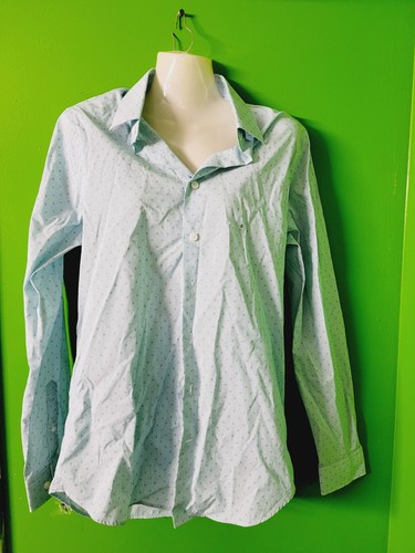 J. CREW Camisa Extra Ajustada Lunares Oxford Blusa Top Verde Menta Con Botones Talla 14 - Imagen 7 de 7