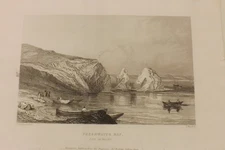 1800 STEEL ENGRAVING PRINT ISLE OF WIGHT FRESHWATER BAY 20CM X 14CM P2741