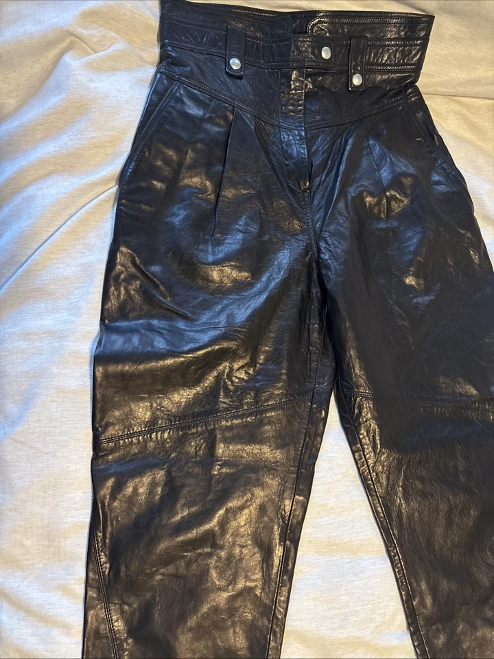 $995 Auténticos Pantalones de Cuero IRO Paris Piel de Cordero Talla FR38 Aspecto Vintage Foto 4 de 4