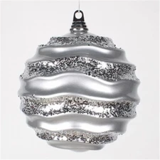 Vickerman M132107 8 Silver Candy Glitter Wave Ball