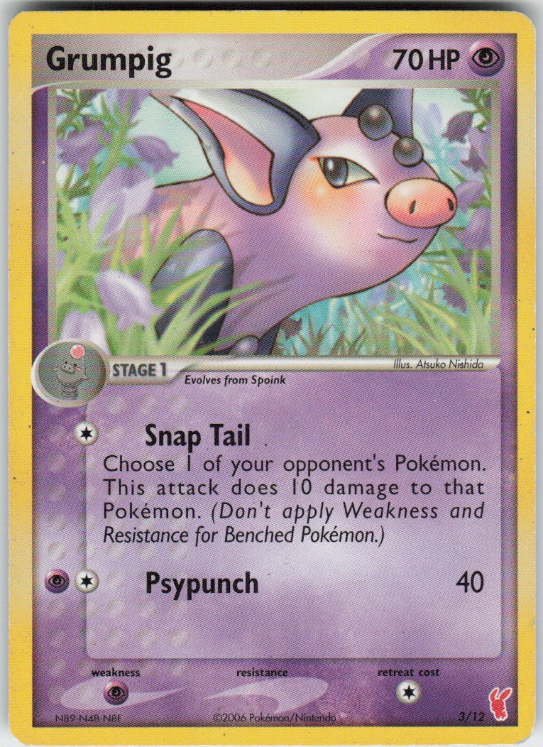 Grumpig 3/12 EX Trainer Kit 2 Plusle Pokemon Heavily Played