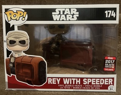 rey with speeder star wars 2017 galatic convention movie moment 174 funko pop