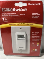 Honeywell EconoSwitch RPLS730B 7-Day Programmable Motor & Light Switch Timer NEW