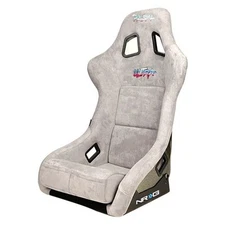 ULTRA Series Gray Fiberglass Full Bucket Alcantara Racing Seat, Large