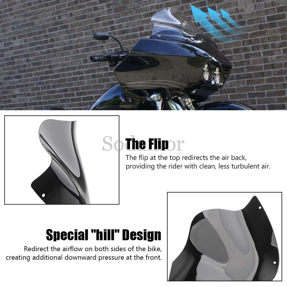 Parabrisas negro de 12,5" para Harley Touring Road Glide FLTRI 1998-2013 Foto 4 de 4