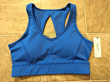 New Calvin Klein Performance sz L Stretch Sports Bra blue removable pads 4661