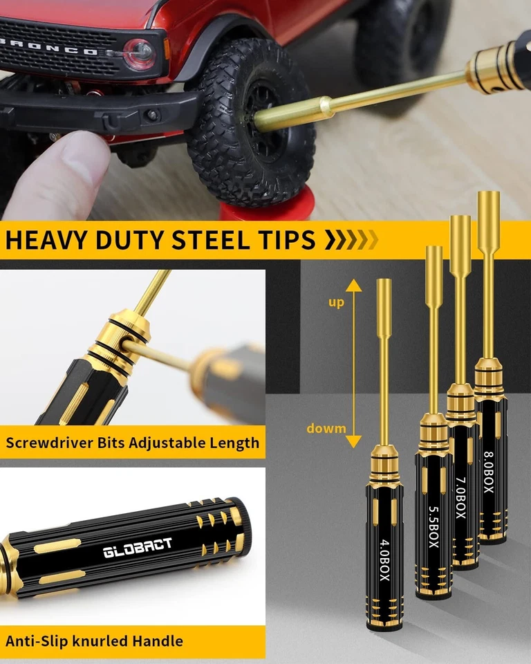 GLOBACT RC Kit de herramientas RC Kit de destornilladores para 1/8 1/10 Slash Axial Arrma Redcat Foto 3 de 4