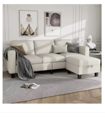 Comfy L-Shaped Cloud Couch: Small 3-Seat Modular Sofa with Storage & Washable