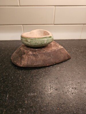 Green Glazed Pottery Heart Planter Or Trinket Bowl- Rustic