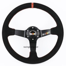 14inch Ralliart Suede Leather Deep Dish Drift Steering Wheels For Mitsubishi