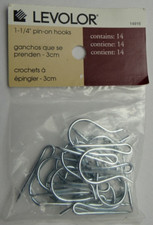 1-1/4" Pin-On-Hooks Curtain Hooks Qty 14, Silver, Levolor 14916 New Old Stock