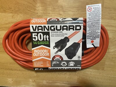 3 VANGUARD 50 ft. 14 Gauge Indoor/Outdoor Extension Cord, Orange