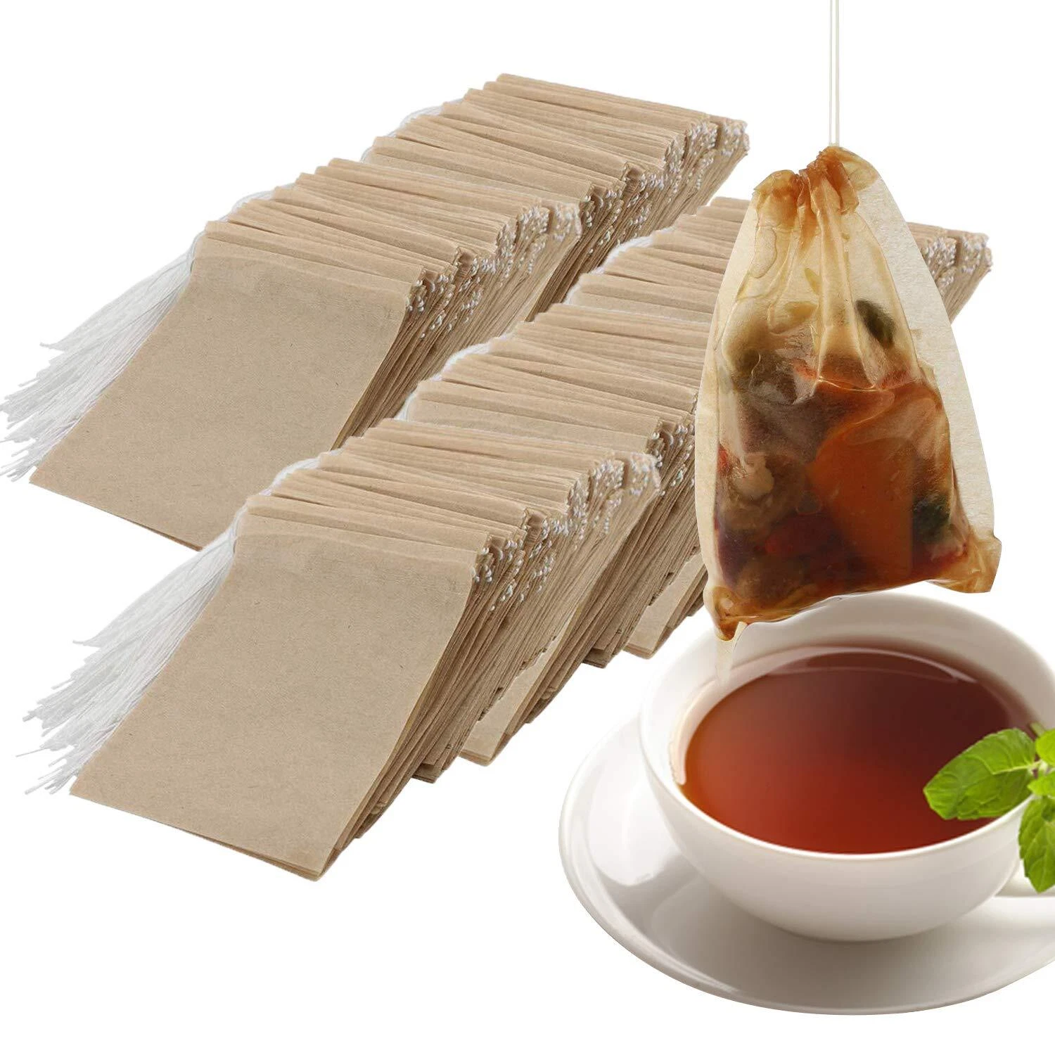 600 Pcs Disposable Tea Filter Bags Infuser with Drawstring for Loose Leaf Tea