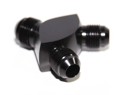 3-Way Y-Block Fitting Adapter AN10 10-AN Male to 2X AN8 8-AN Male BLACK