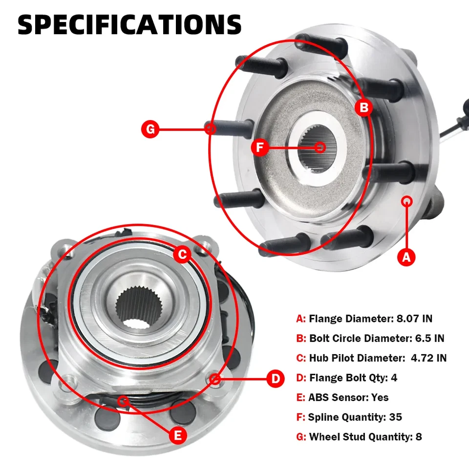 Ступица подшипника колеса в сборе передняя для RAM 2500 RAM 3500 2014 2015 2016 2017 2018 - Изображение 2 из 4