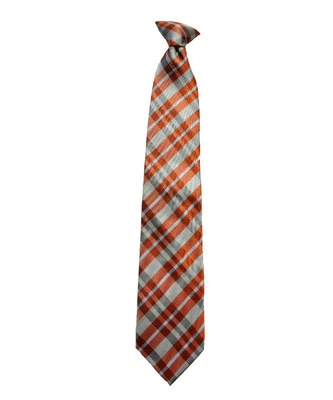 Men's orange and light gray color checked clip-on woven tie ( M ) - Image 1 of 4