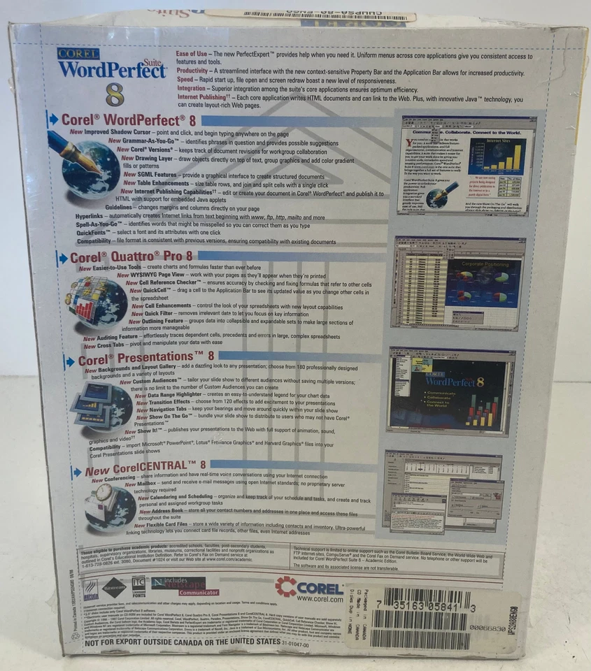 Corel WordPerfect Suite 8 PC For Windows 95/NT 4.0 CD-ROM Brand New Sealed - Image 2 of 4