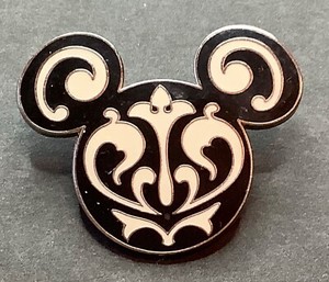 Disney Mickey Mouse Head Black And White Brocade style Pin