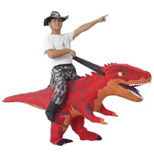 Cartoon T-Rex Rider Inflatable Dinosaur Costume Outfit Adult Cosplay Dress Up