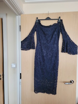 Jessica Wright Ladies Lace Navy Dress Size 14 (Excellent