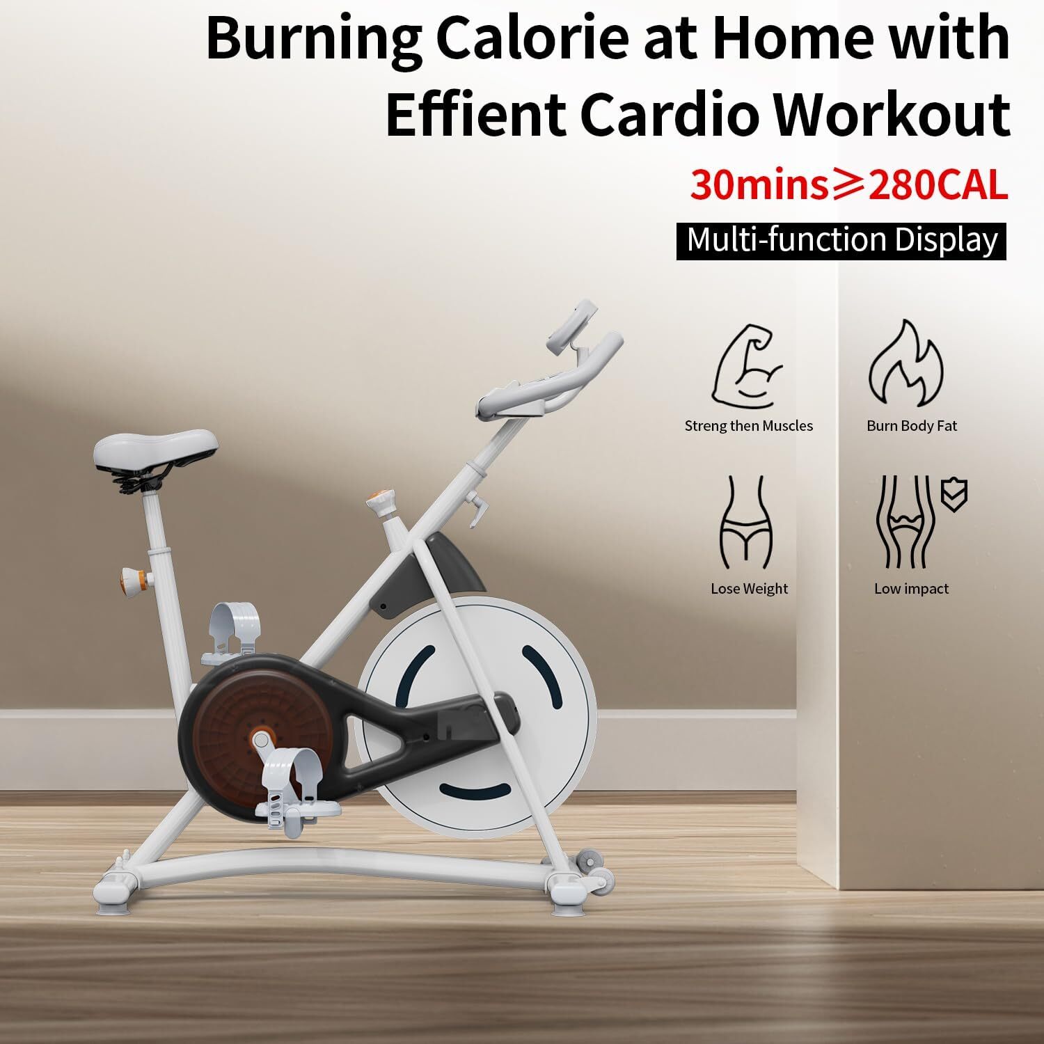 Exercise Bike Indoor Cycling Bike for Home Cardio Gym Workouts