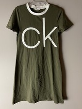 Calvin Klein T Shirt Dress CK Logo Green Short Sleeve New With Tag