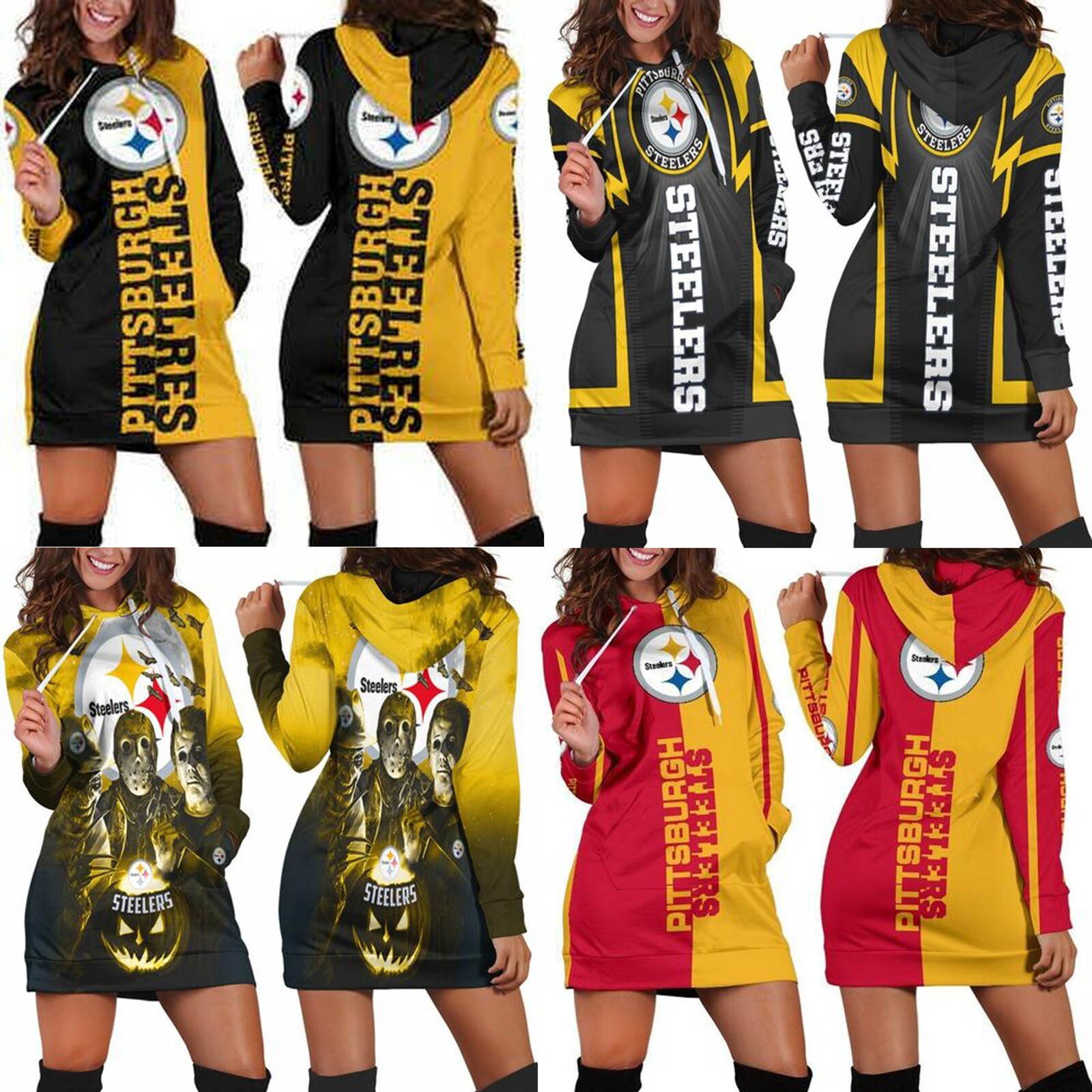 Pittsburgh Steelers Womens Hoodie Dress Long Sleeve Hooded Sweatshirt Mini  Dress | eBay