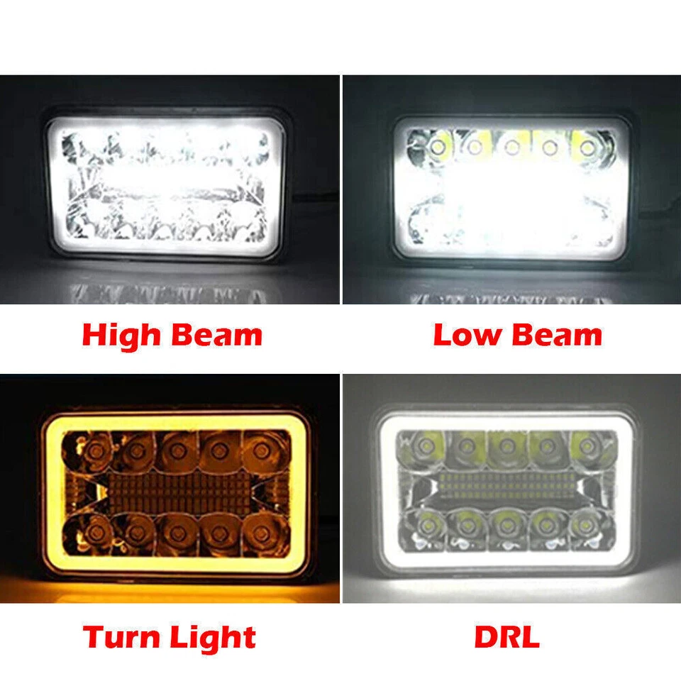 4PCS 4x6" LED Headlights Hi/Lo Sealed Beam DRL For 1977-1986 Chevrolet Caprice — 第 2/4 张图片