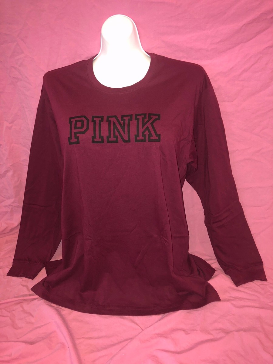 Victoria Secret PINK Oversized Maroon Logo NEW Loose Campus Long
