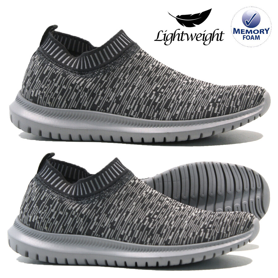 MENS CASUAL SLIP ON TRAINERS MEMORY FOAM WALKING RUNNING JOGGING
