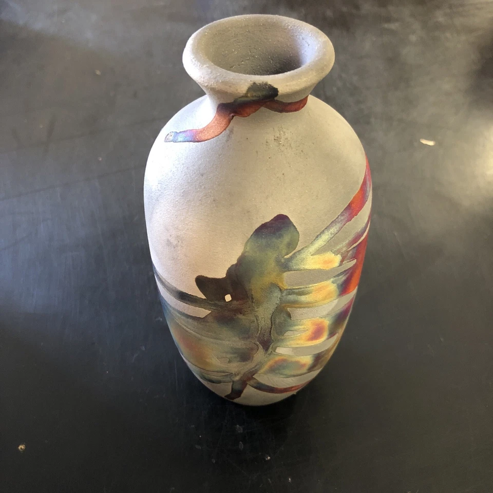 Jarrón de cerámica Koban Raku hecho a mano mesa centro de mesa decoración del hogar regalo Foto 2 de 2