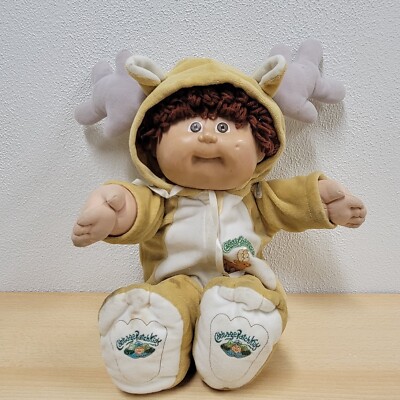 VINTAGE 1983 CABBAGE PATCH KIDS MOOSE DEER ONE PIECE SUIT CURLY BROWN HAIR EYES