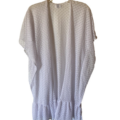Mel rose & Market Kimono  Beach Coverup One Size fits most White Open 