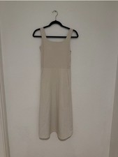 Uniqlo Sleeveless Cream Midi Dress with Square Neck Size M