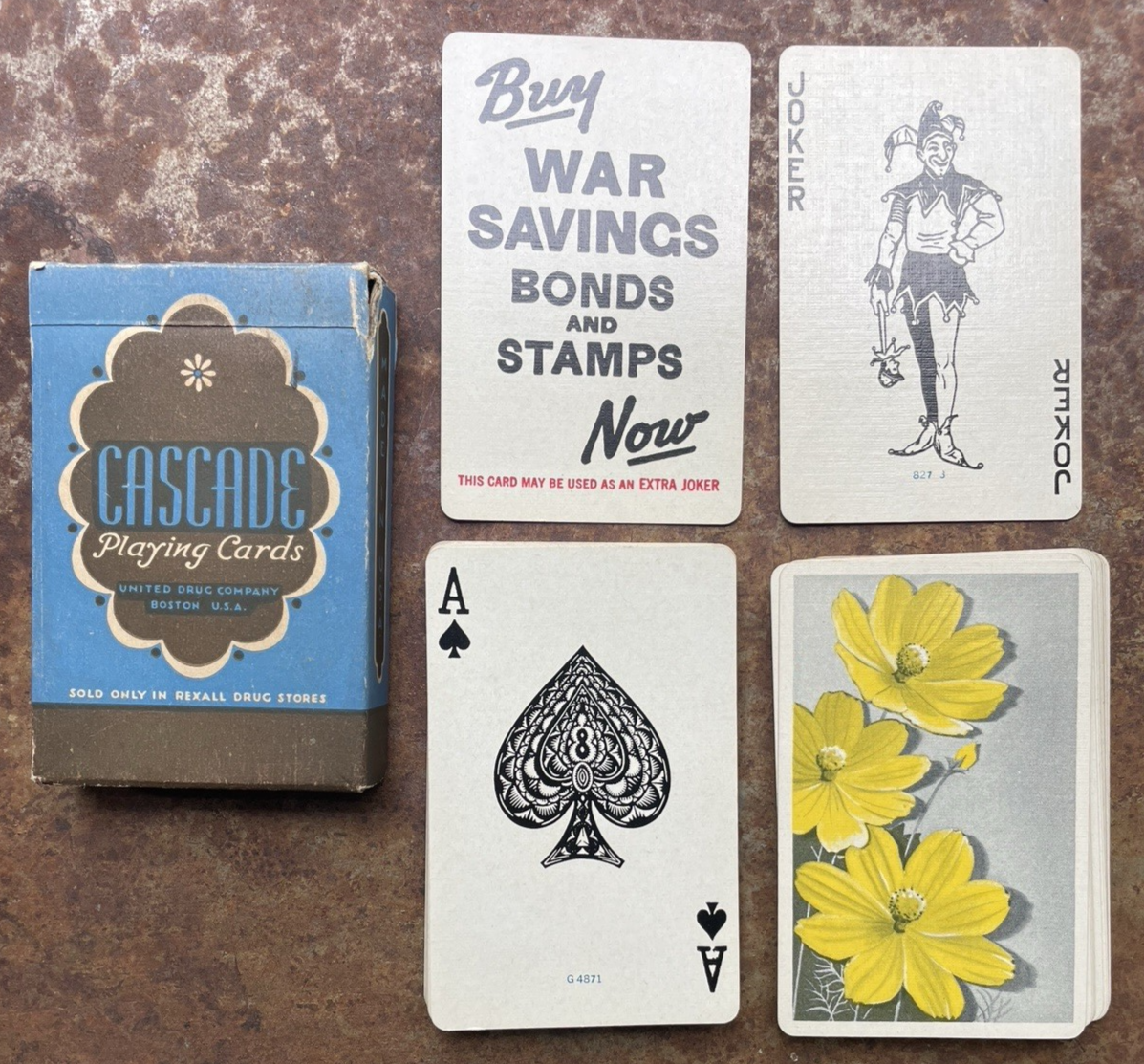 Vintage 1945 Cascade Playing Cards, 52/52 + Joker + WWII War Bonds