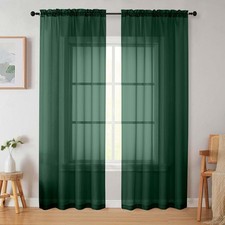 Hunter Green Sheer Curtains 84 Inches Long 2 Panels, Soft Airy Light Filtering