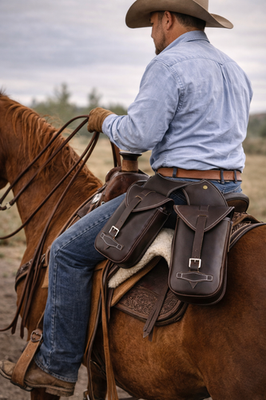 Sacoche De Selle Western En Cuir – Challenger – Marron – Trail Ride