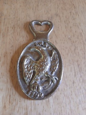 Bronze? Eagle Design Metal Bottle Opener Heart-Shaped Top Breweriana Theme