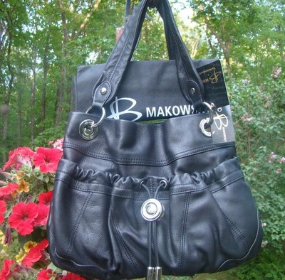 NEW B Makowsky Black Adelaide Leather Shopper, & Duster, Pockets MRP $258 LAST 1