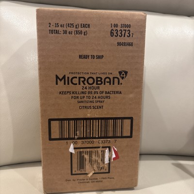 MICROBAN 24 Hour Sanitizing Spray - Citrus Scent - 15oz 2 Pack New